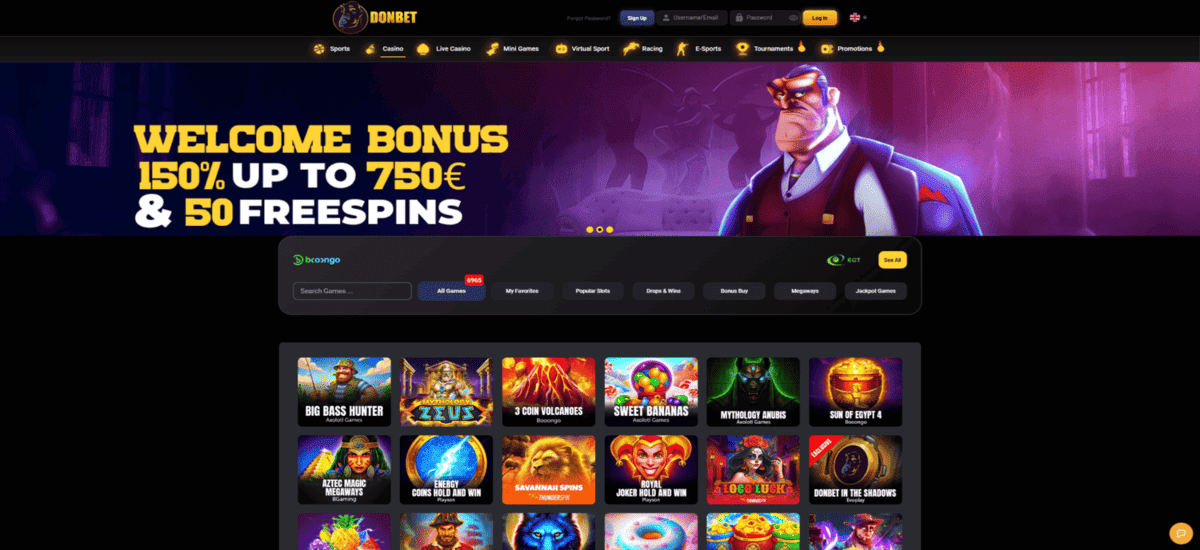 Screenshot of the DonBet Casino website